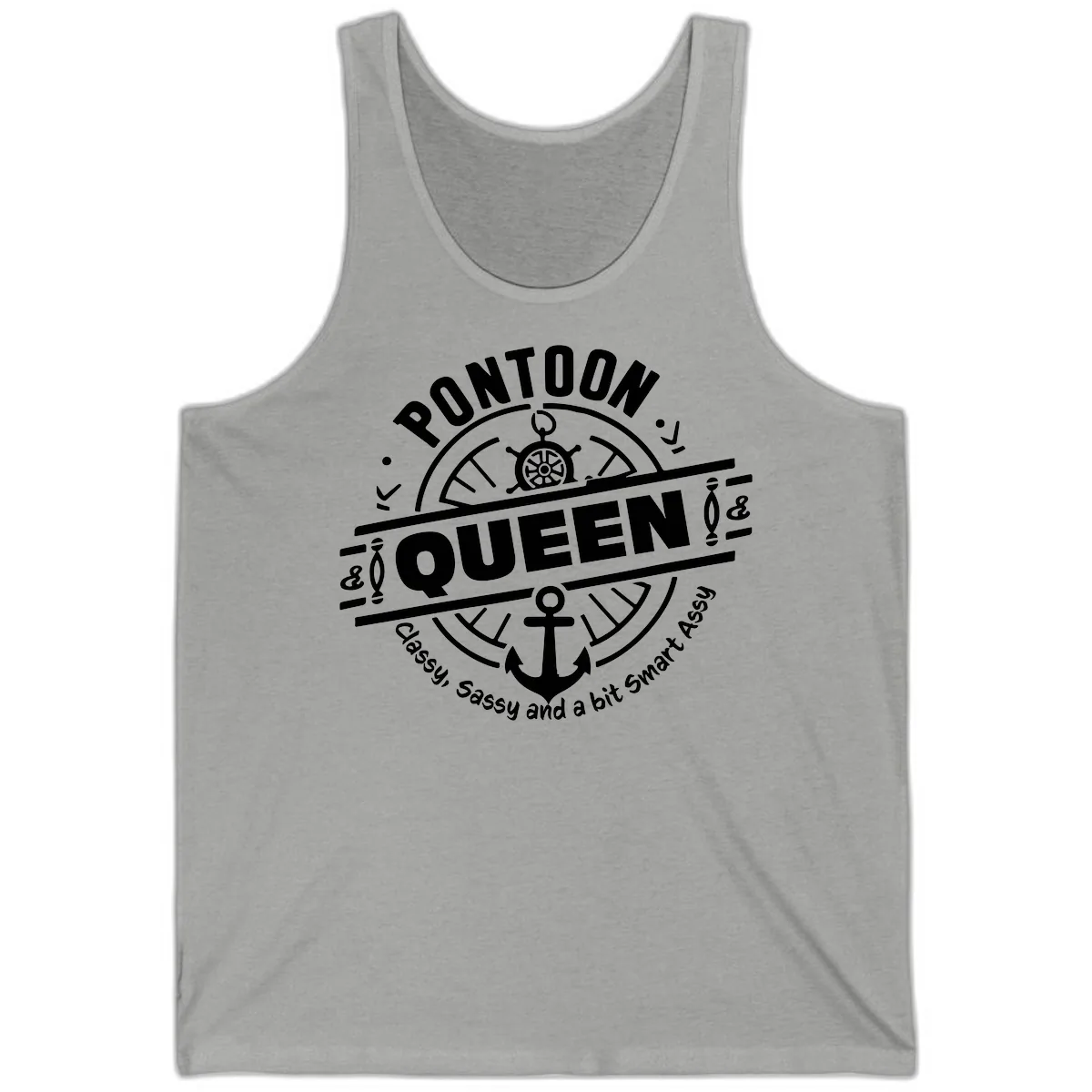 Pontoon Queen Nautical Design Tank in Athletic Heather