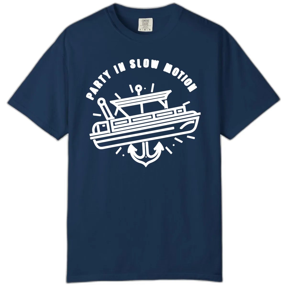 Party In Slow Motion Pontoon Design Comfort Color in Navy