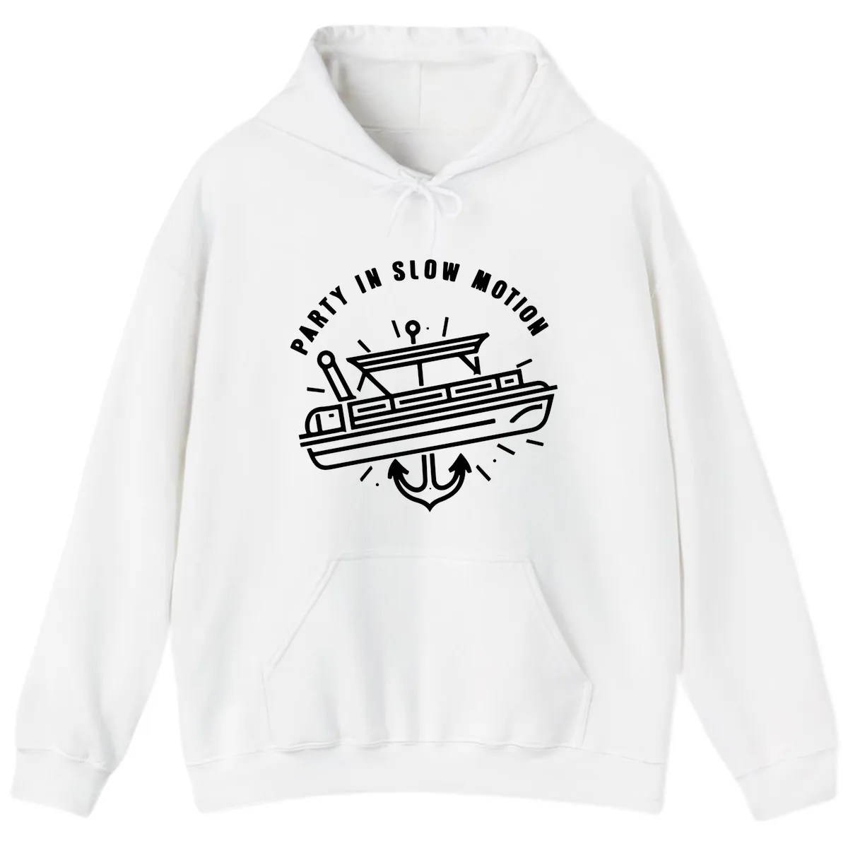 Party In Slow Motion Pontoon Design Hoodie in White