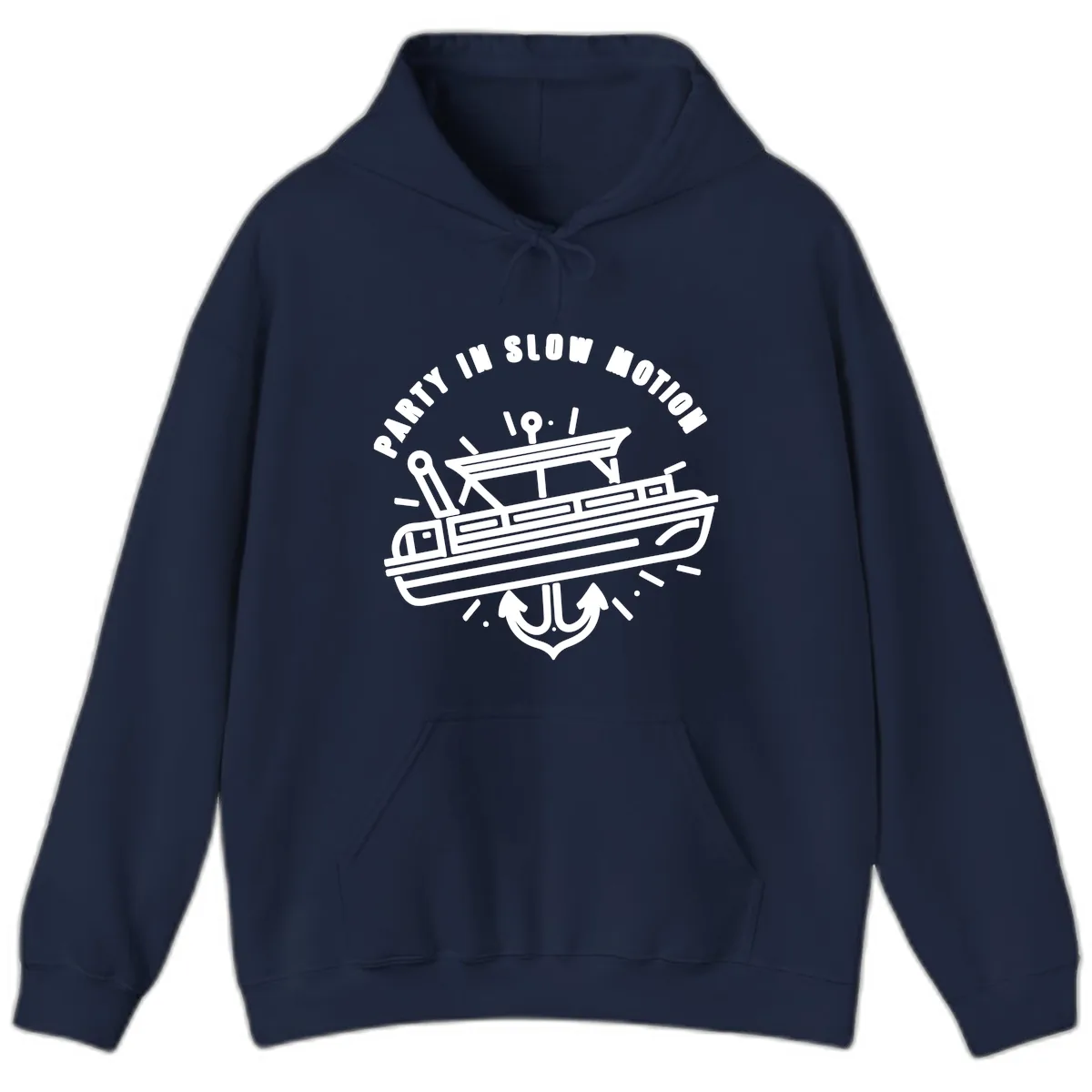 Party In Slow Motion Pontoon Design Hoodie in Navy