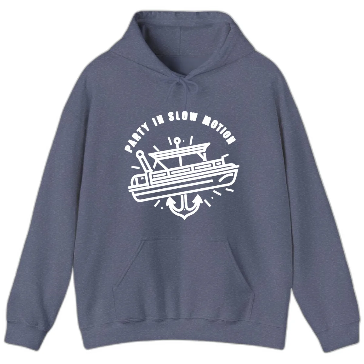 Party In Slow Motion Pontoon Design Hoodie in Heather Navy