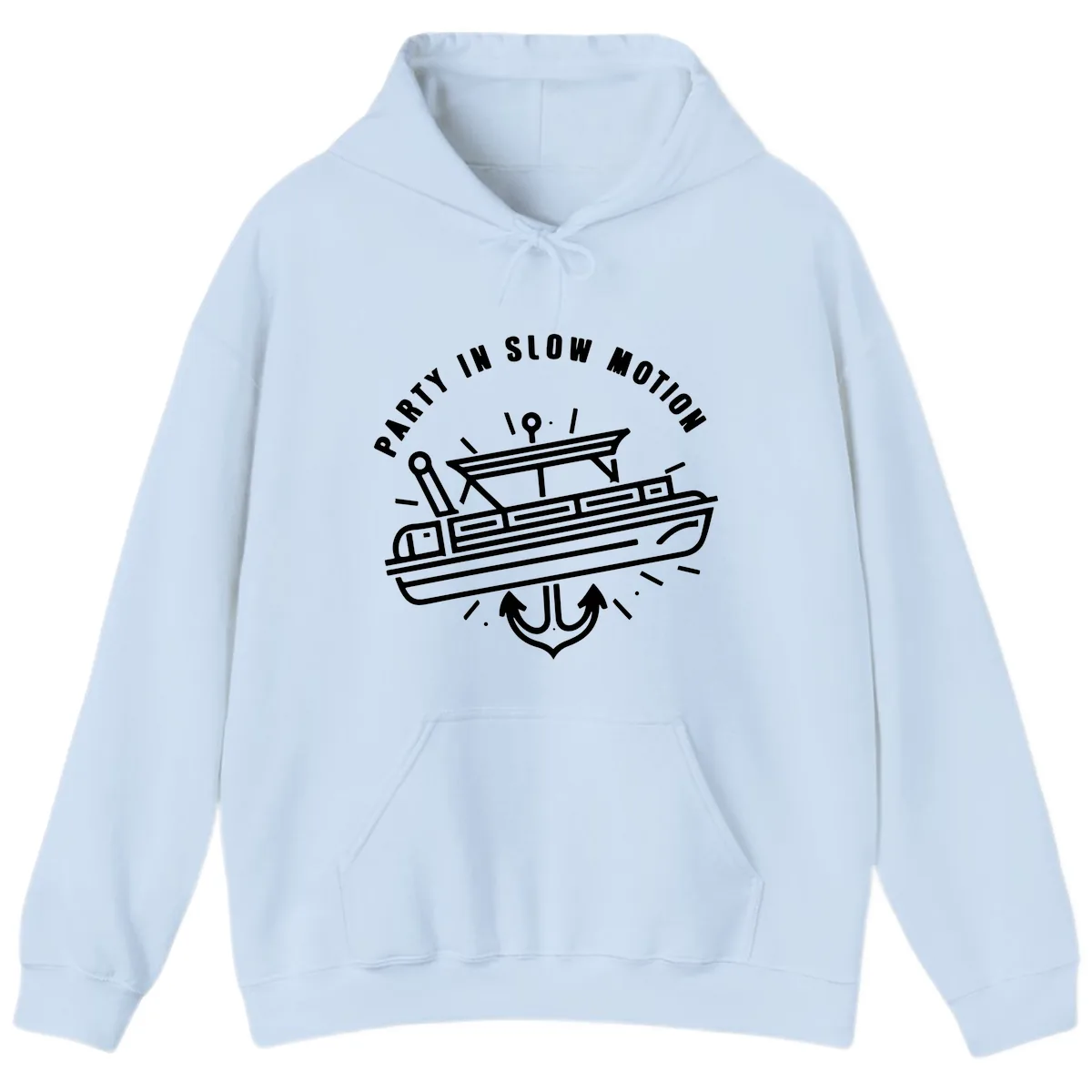 Party In Slow Motion Pontoon Design Hoodie in Light Blue