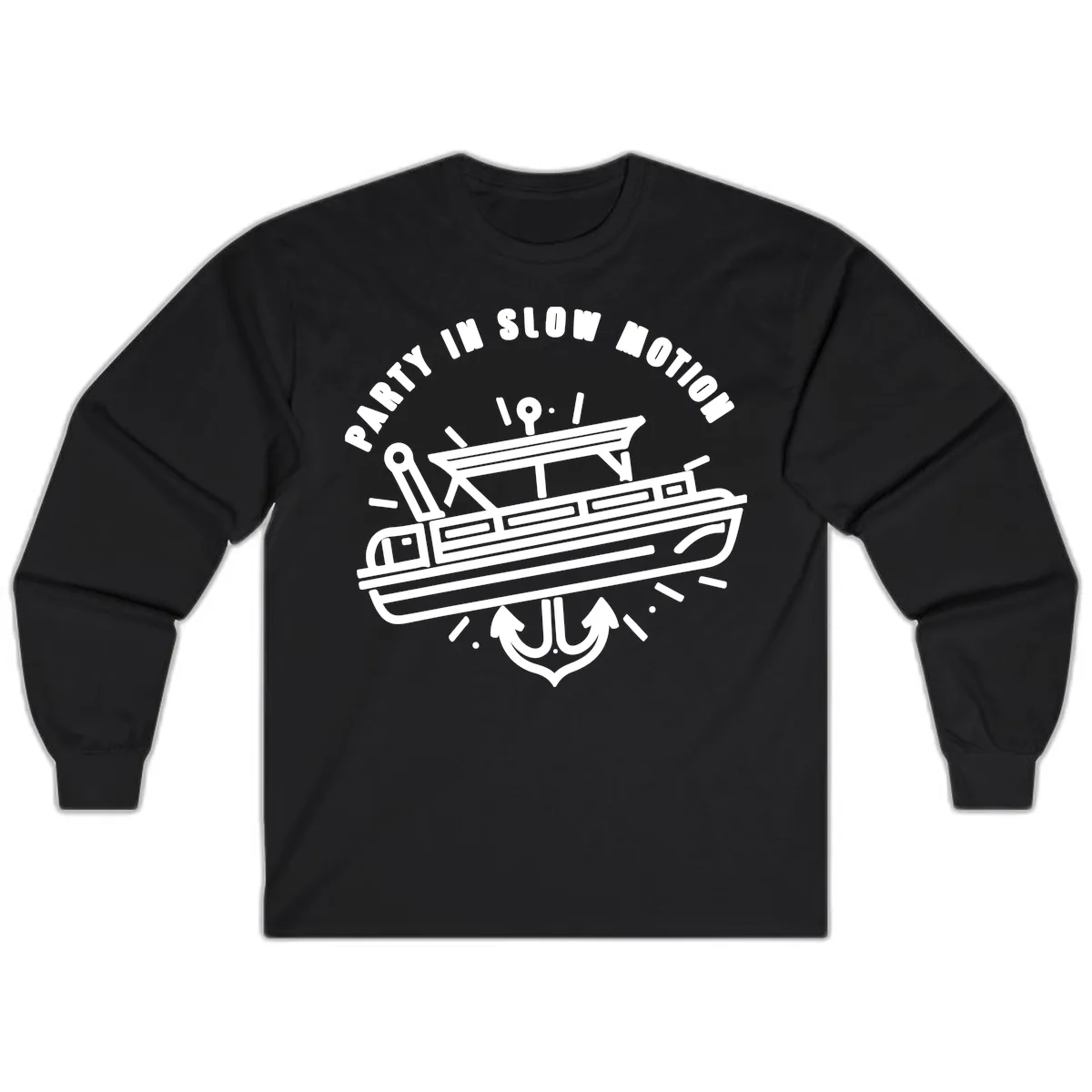 Party In Slow Motion Pontoon Design Long Sleeve in Black
