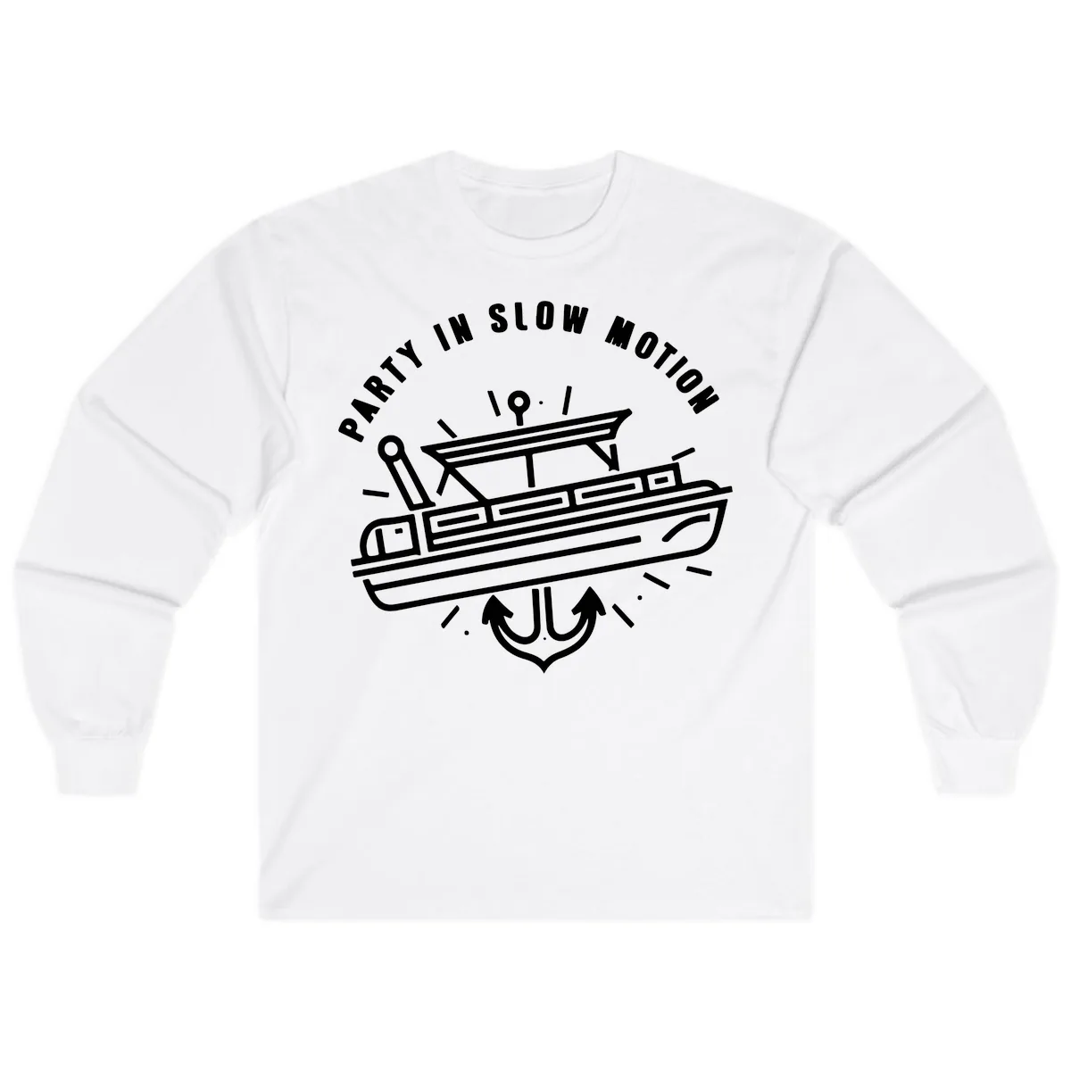 Party In Slow Motion Pontoon Design Long Sleeve in White