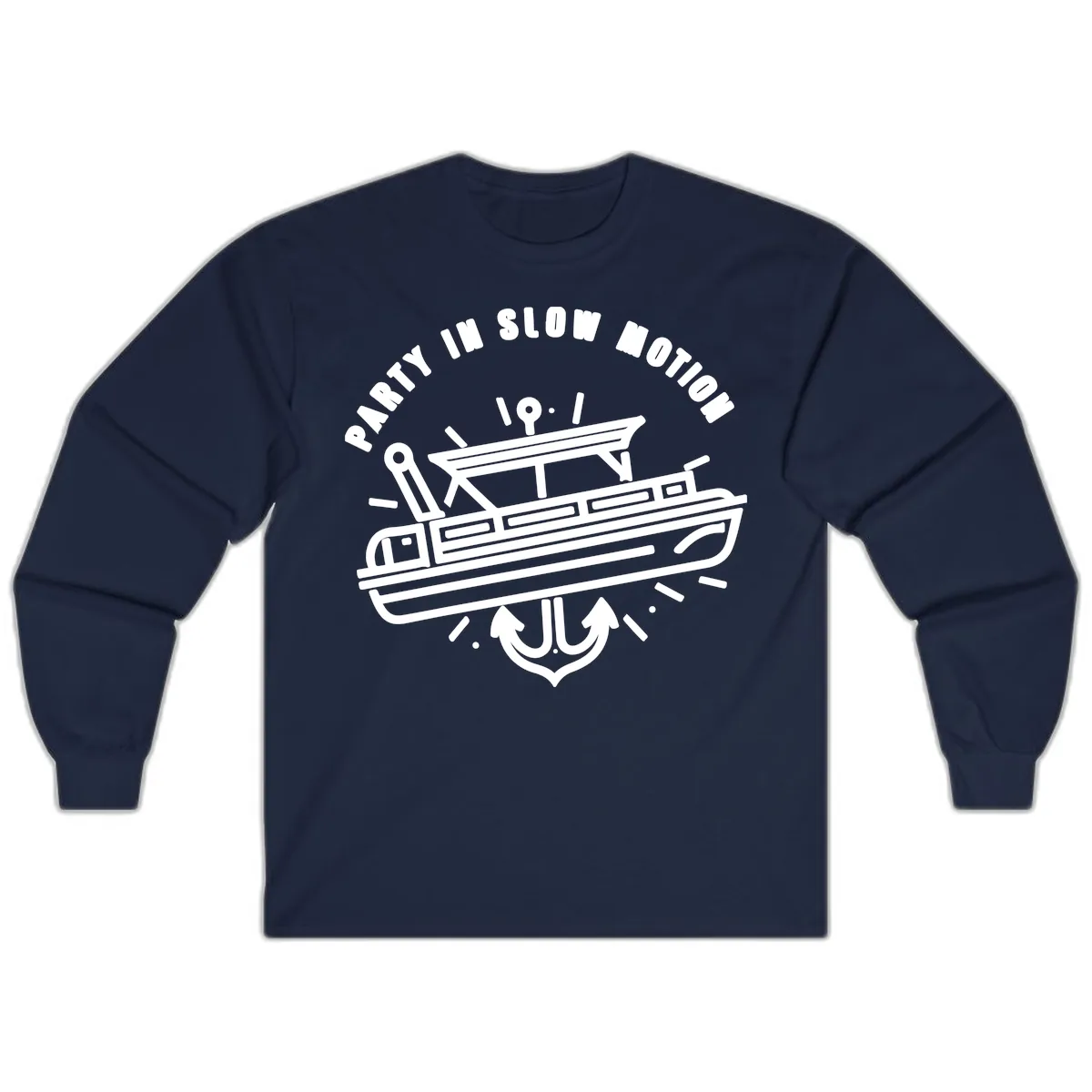 Party In Slow Motion Pontoon Design Long Sleeve in Navy