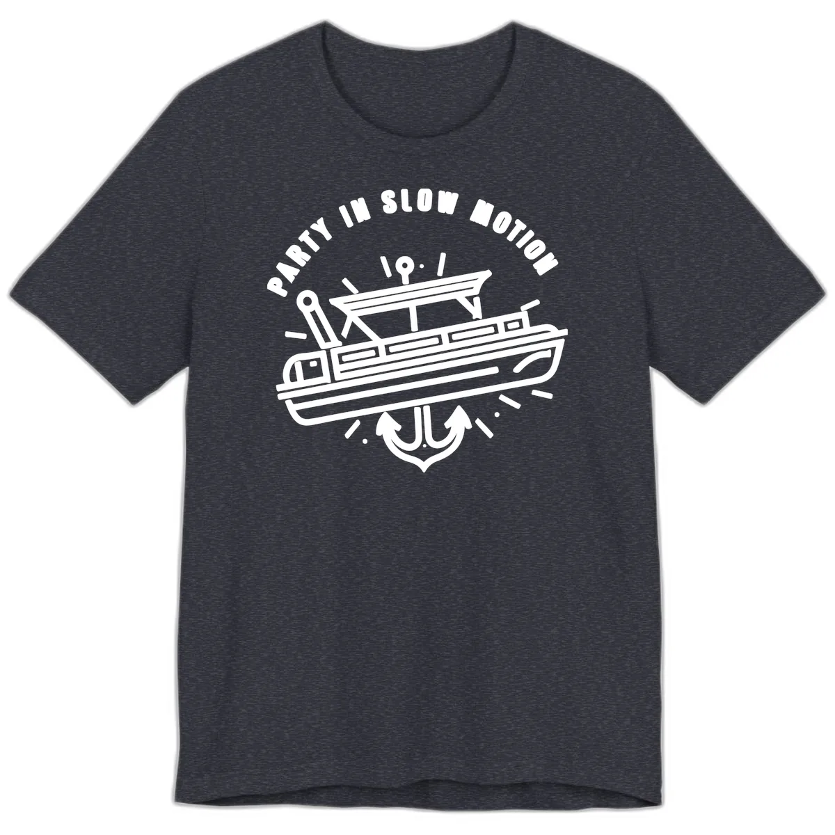 Party In Slow Motion Pontoon Design Premium T-Shirt in Heather Navy