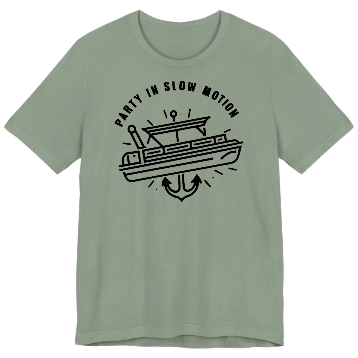 Party In Slow Motion Pontoon Design Premium T-Shirt in Sage