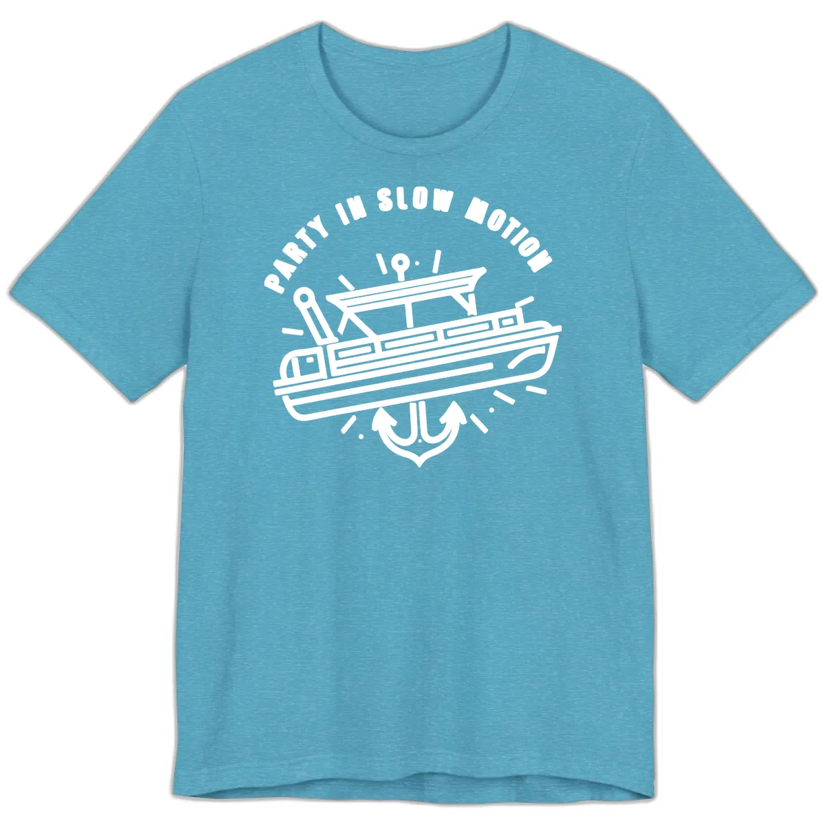 Party In Slow Motion Pontoon Design Premium T-Shirt in Heather Aqua