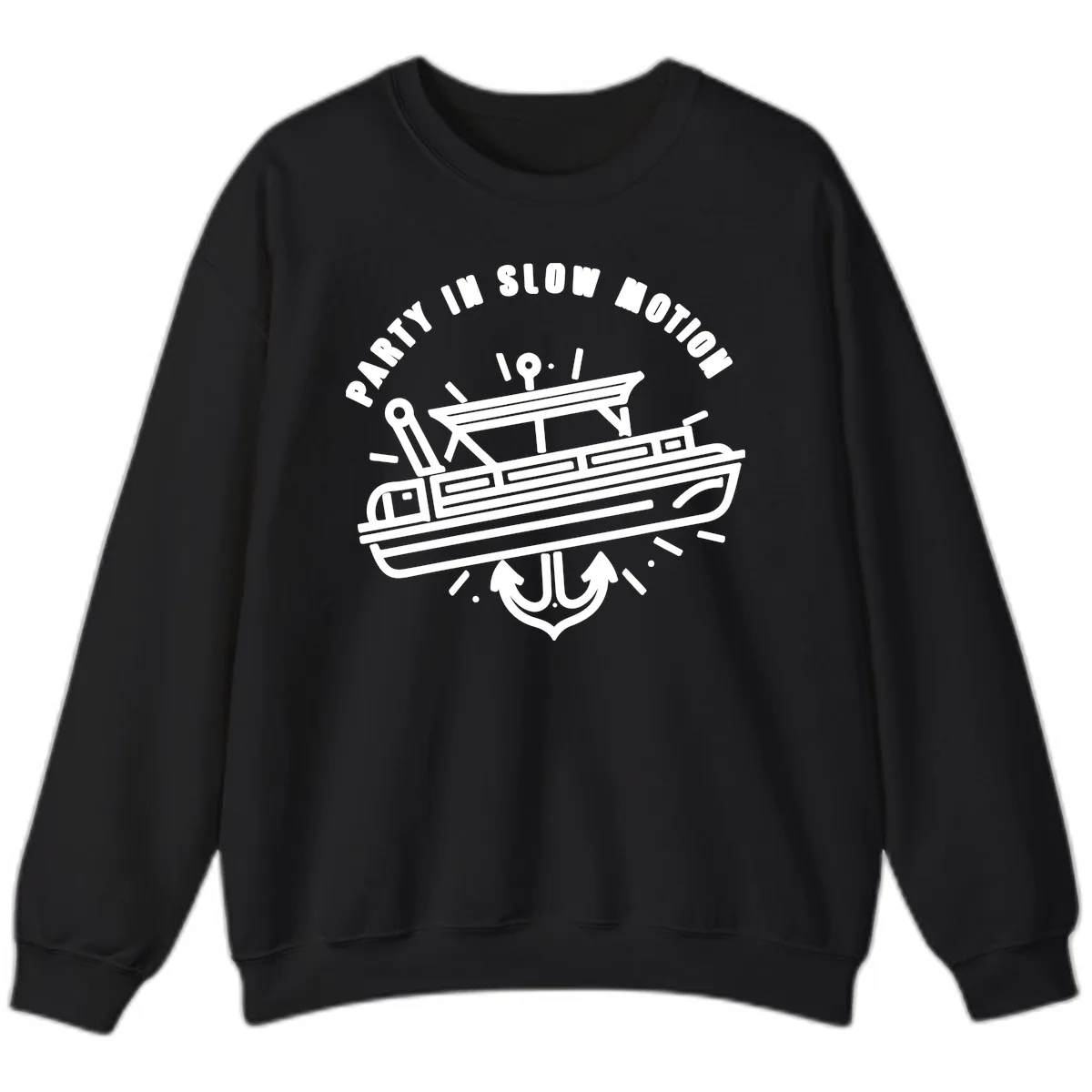 Party In Slow Motion Pontoon Design Sweatshirt in Black