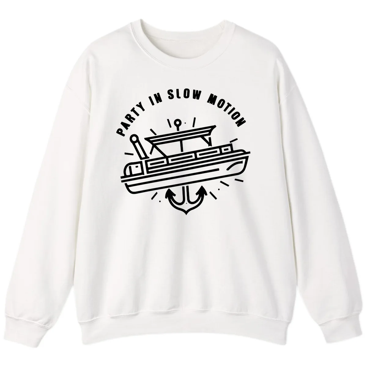 Party In Slow Motion Pontoon Design Sweatshirt in White