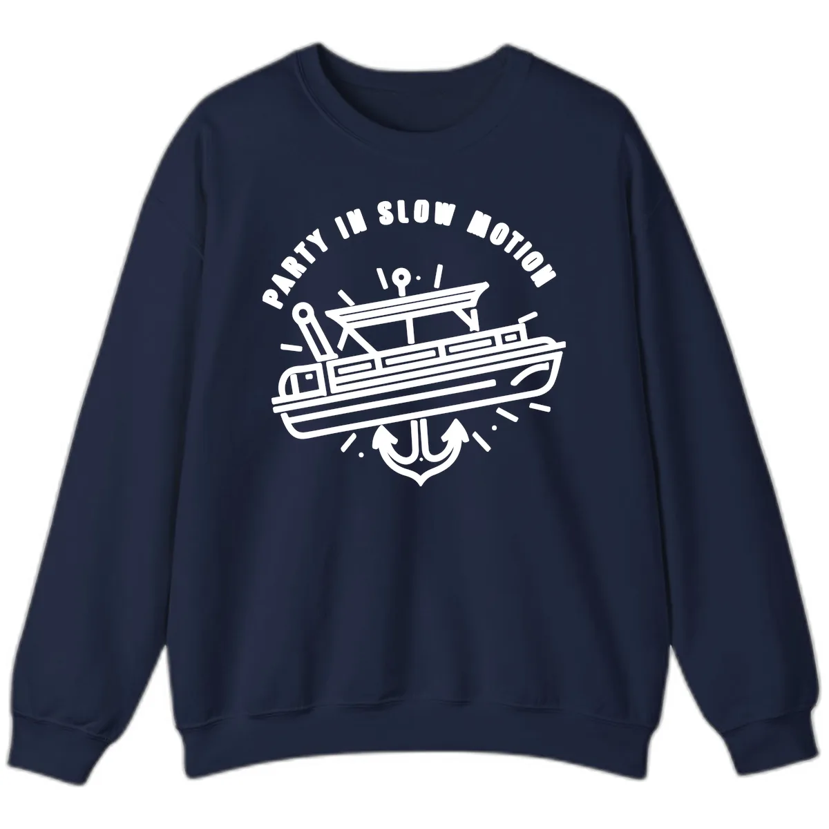 Party In Slow Motion Pontoon Design Sweatshirt in Navy