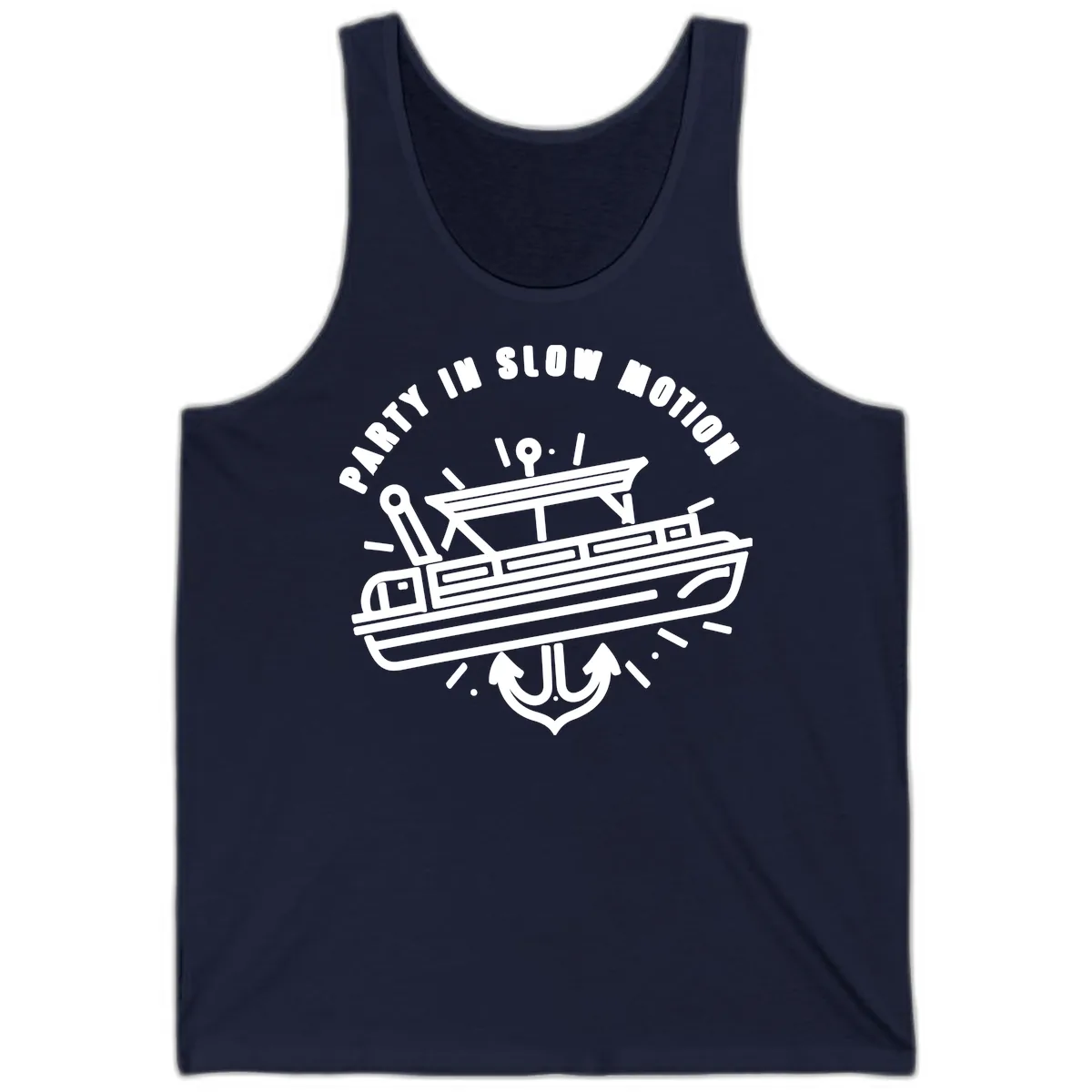 Party In Slow Motion Pontoon Design Tank in Navy