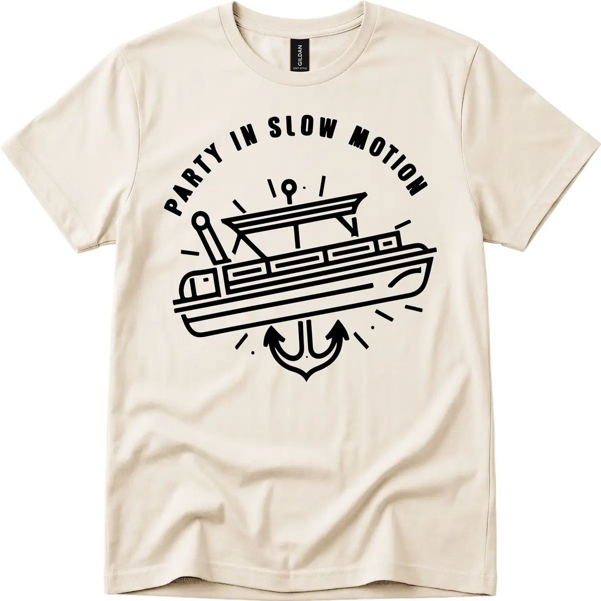 Party In Slow Motion Pontoon Design T-Shirt in Natural