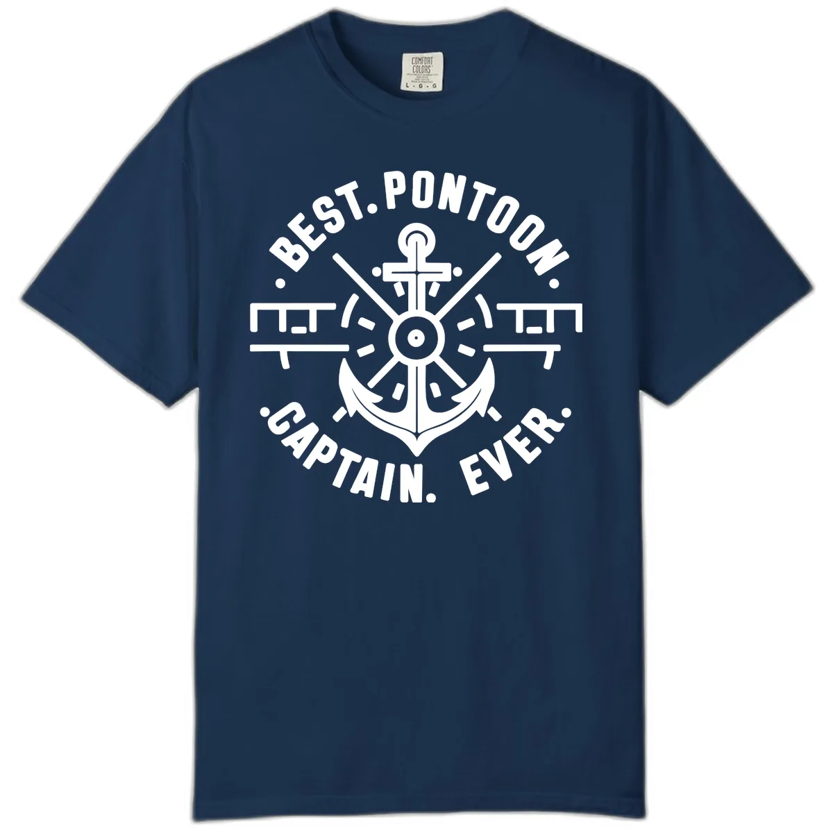 Best Pontoon Captain Ever Emblem Comfort Color in Navy