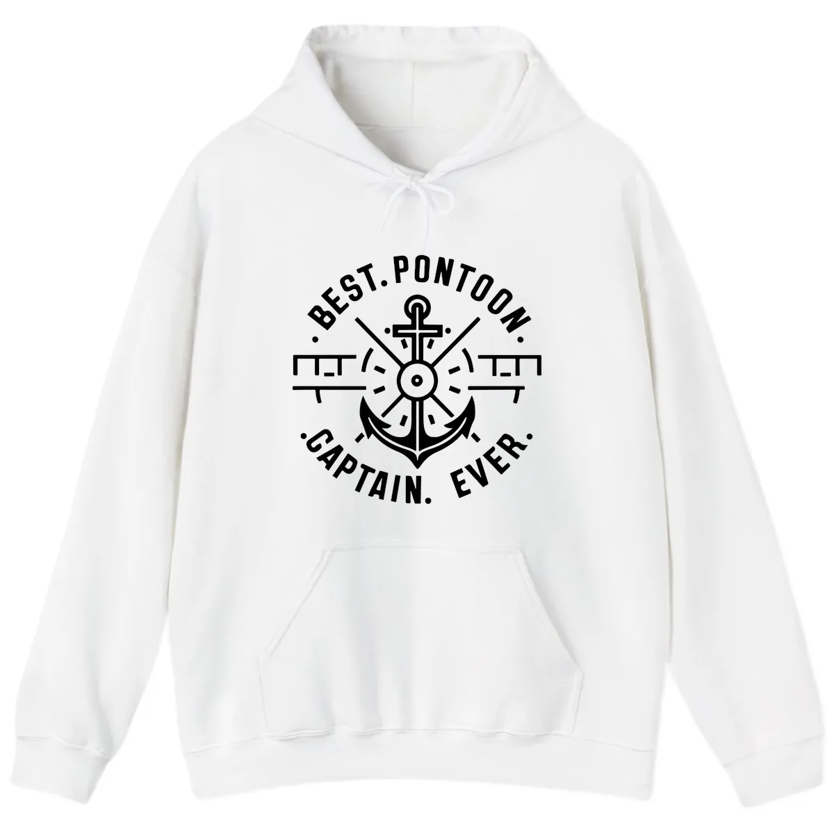 Best Pontoon Captain Ever Emblem Hoodie in White