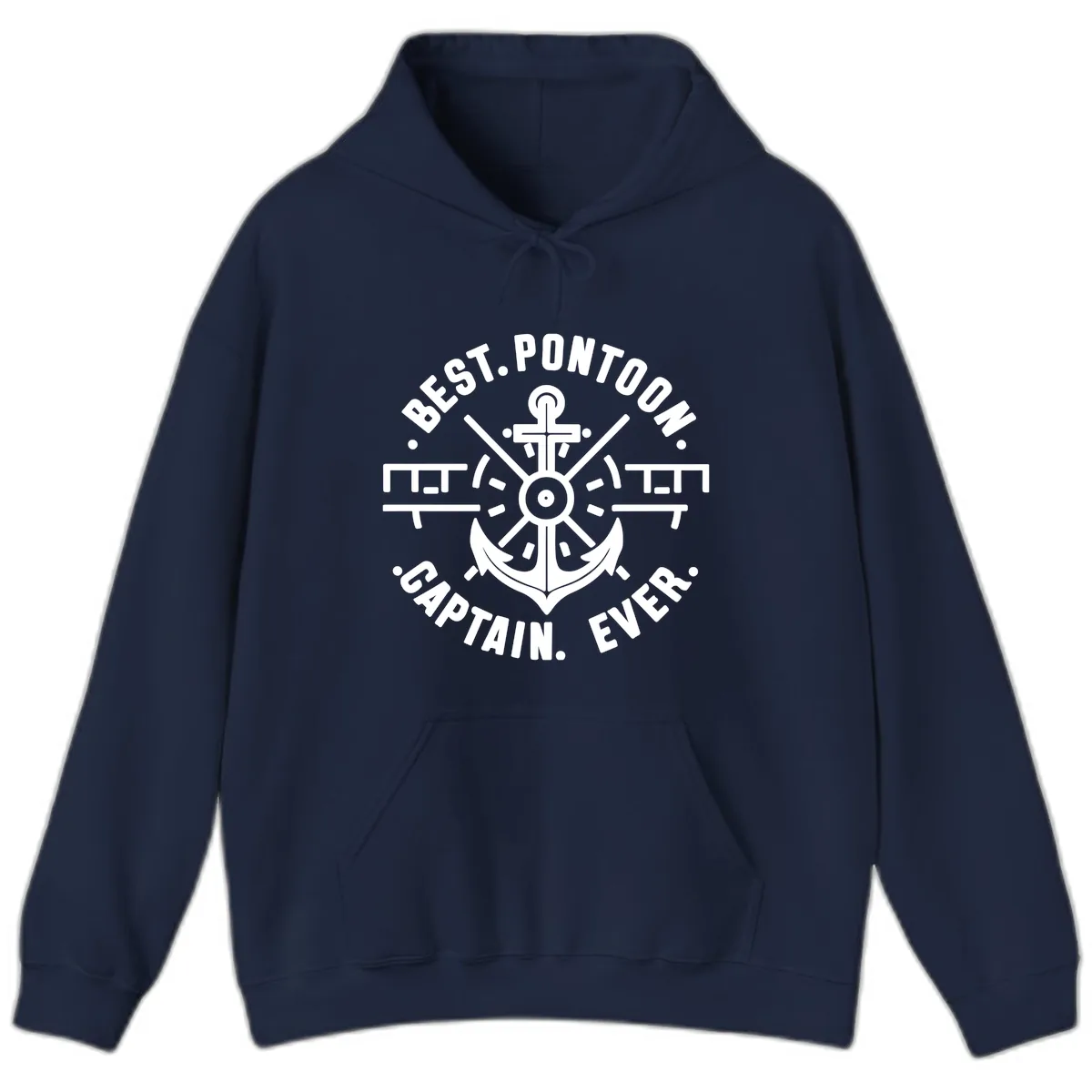 Best Pontoon Captain Ever Emblem Hoodie in Navy