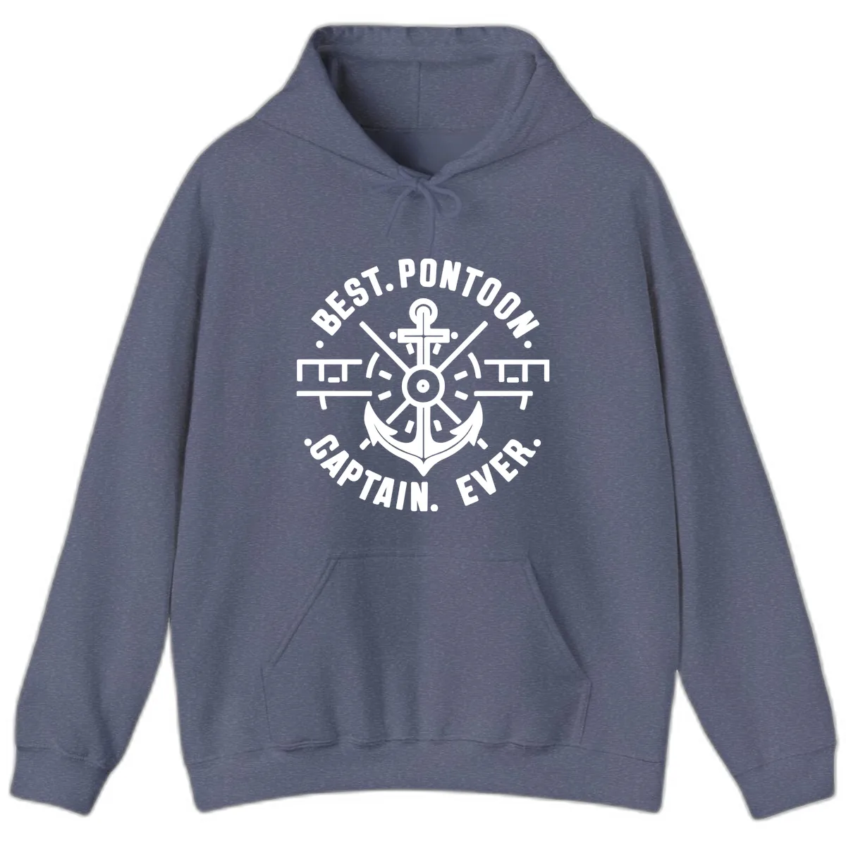 Best Pontoon Captain Ever Emblem Hoodie in Heather Navy