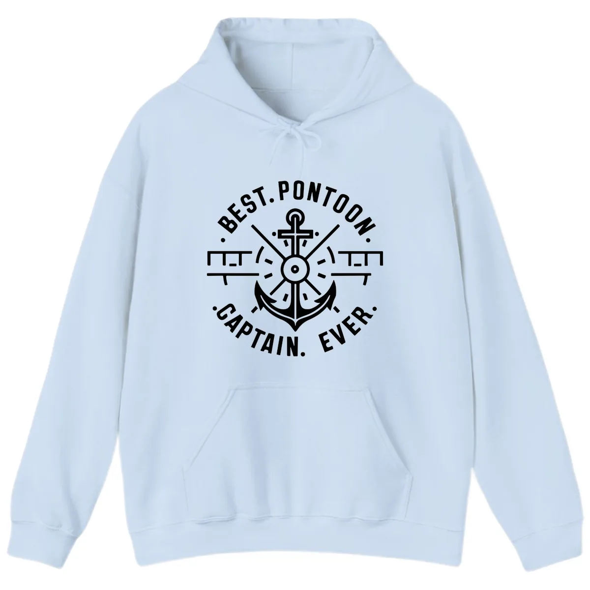 Best Pontoon Captain Ever Emblem Hoodie in Light Blue