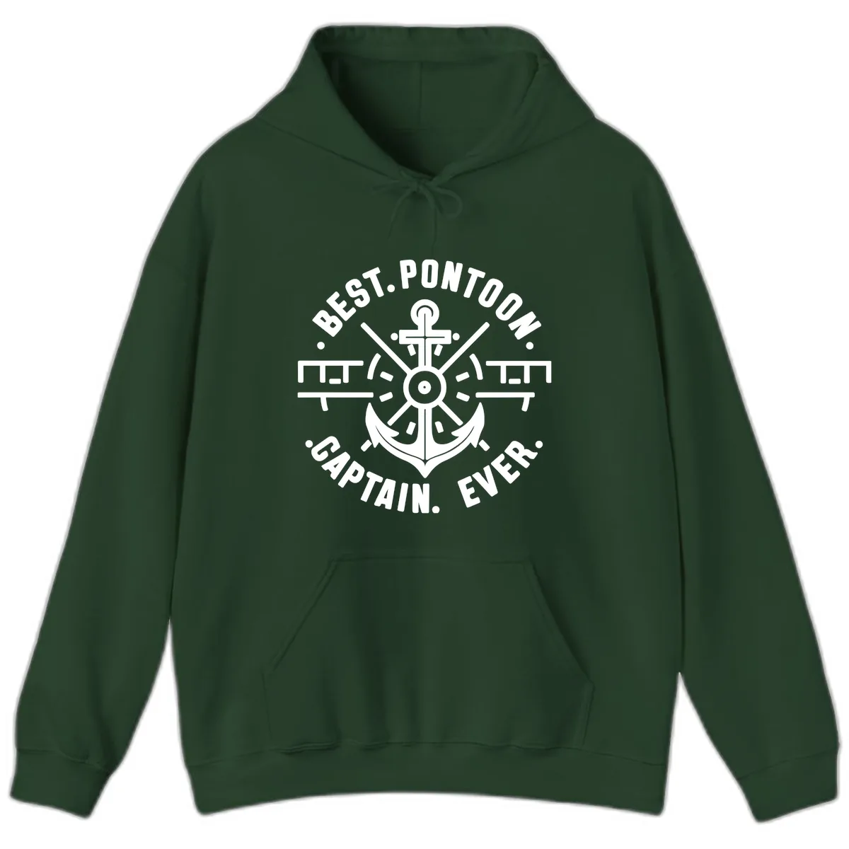 Best Pontoon Captain Ever Emblem Hoodie in Forest Green