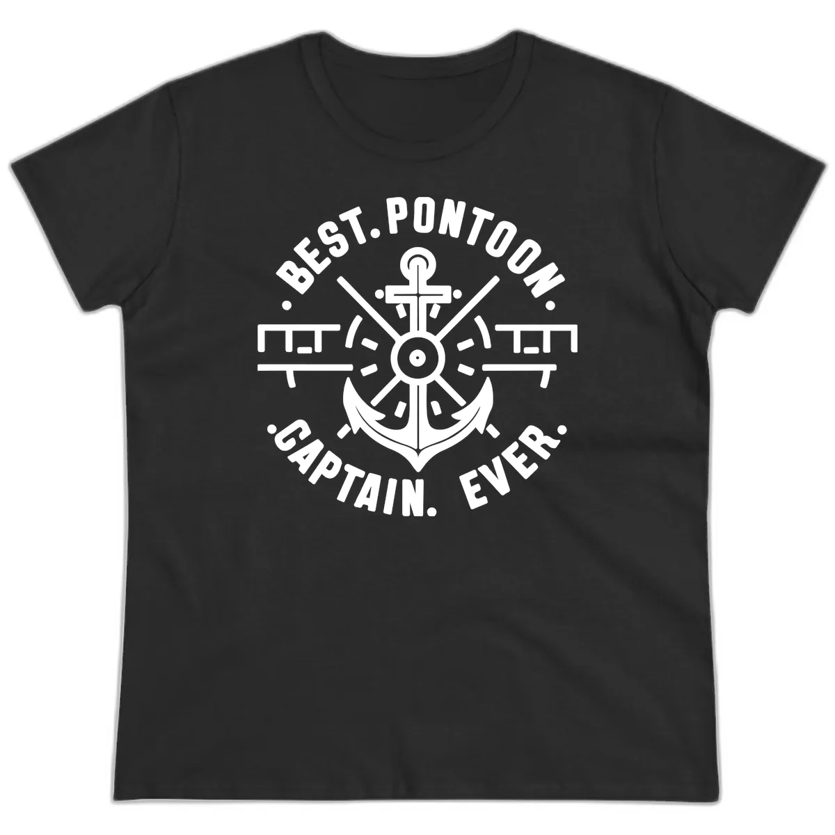 Best Pontoon Captain Ever Emblem Ladies Tee in Black