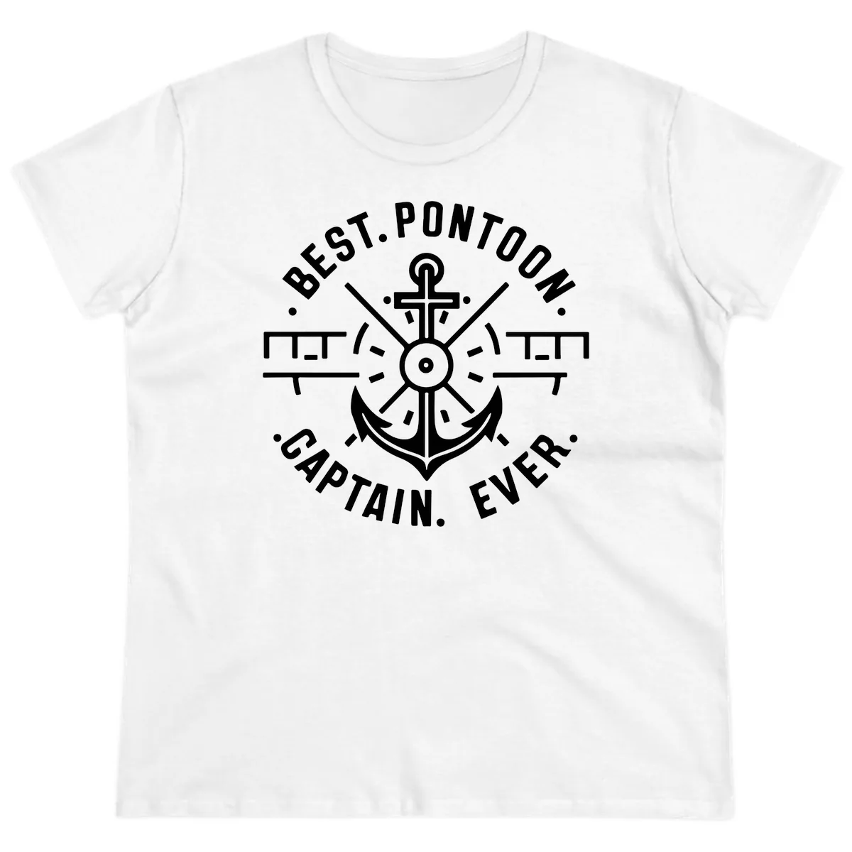 Best Pontoon Captain Ever Emblem Ladies Tee in White
