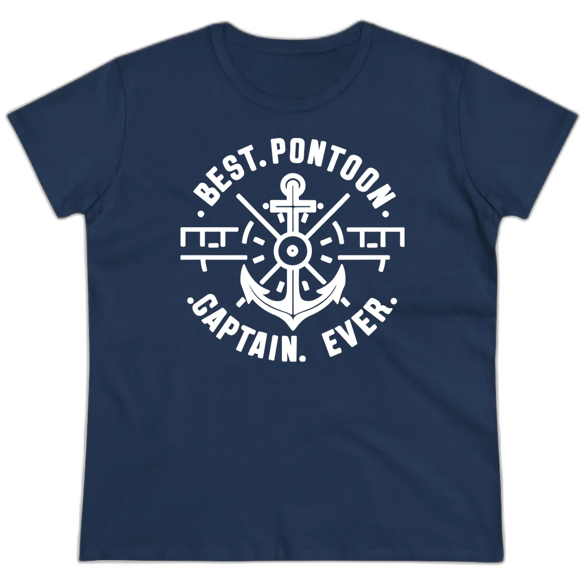 Best Pontoon Captain Ever Emblem Ladies Tee in Navy