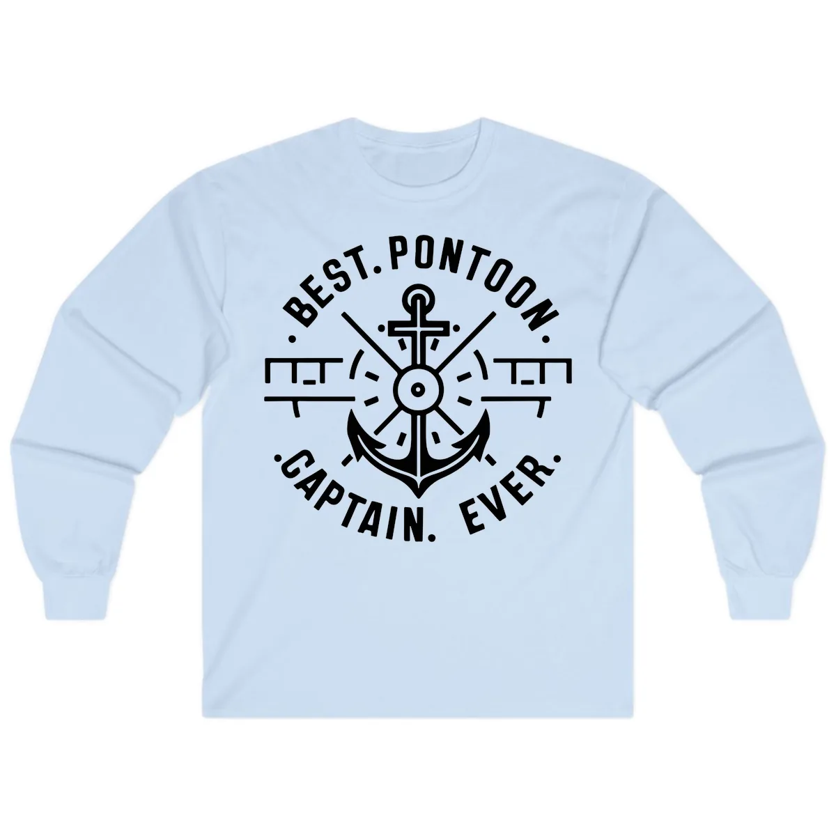 Best Pontoon Captain Ever Emblem Long Sleeve in Light Blue