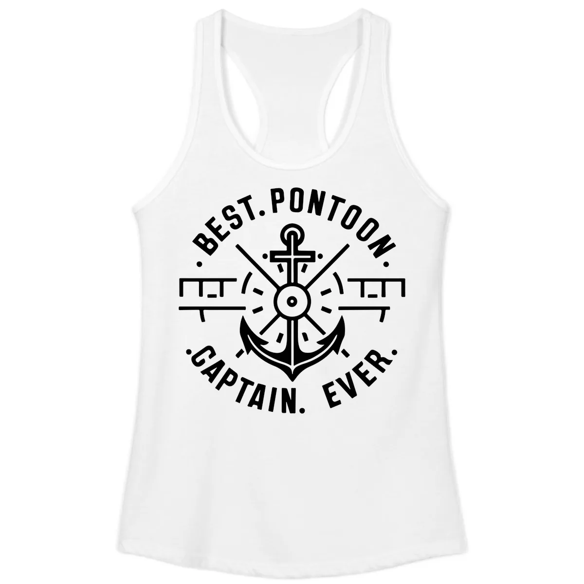 Best Pontoon Captain Ever Emblem Ladies Tank in White