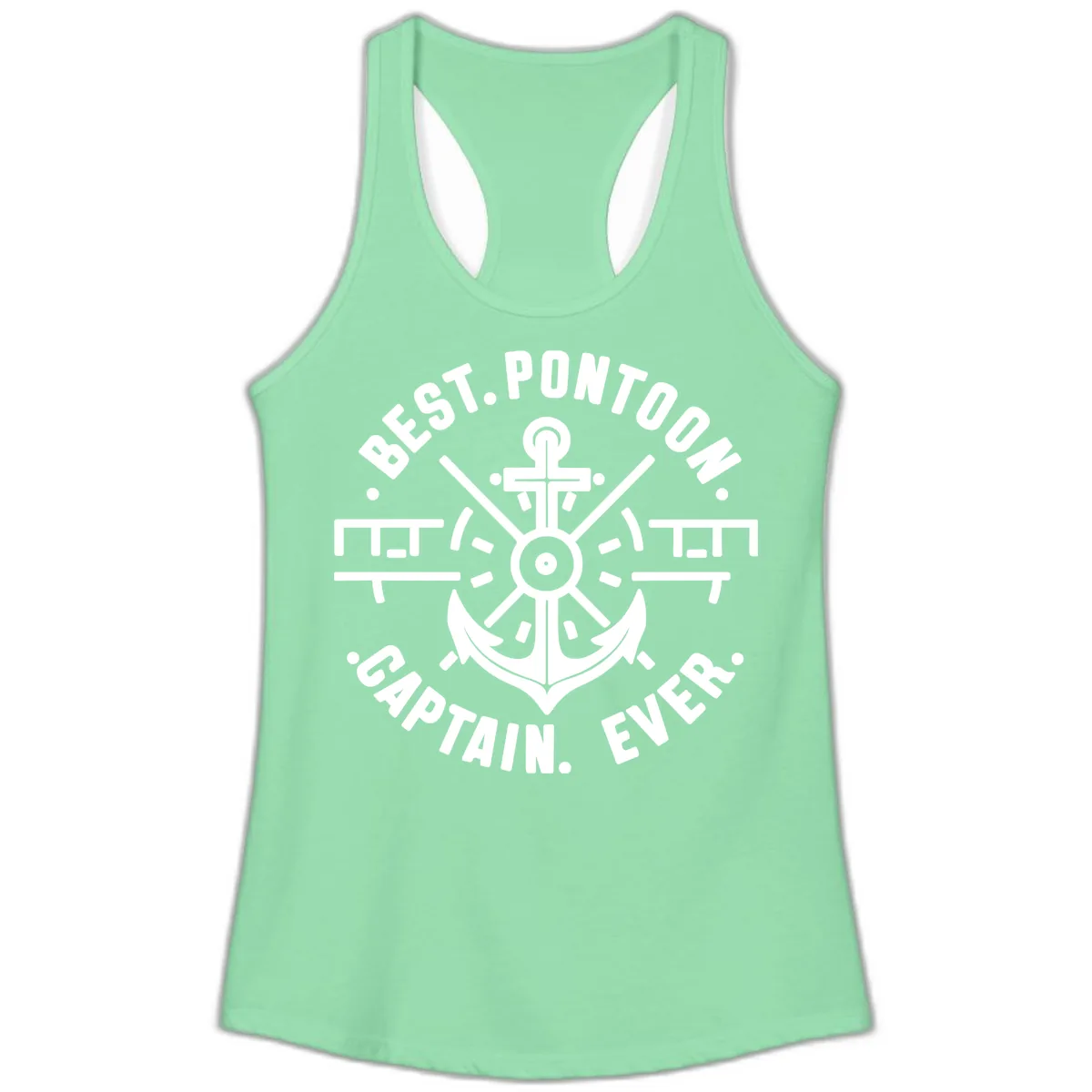 Best Pontoon Captain Ever Emblem Ladies Tank in Solid Mint