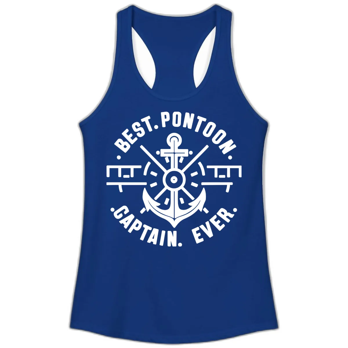 Best Pontoon Captain Ever Emblem Ladies Tank in Solid Royal
