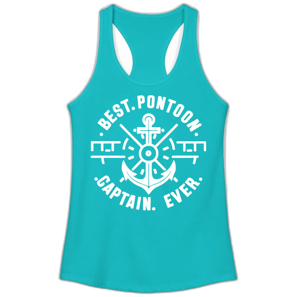 Best Pontoon Captain Ever Emblem Ladies Tank in Tahiti Blue
