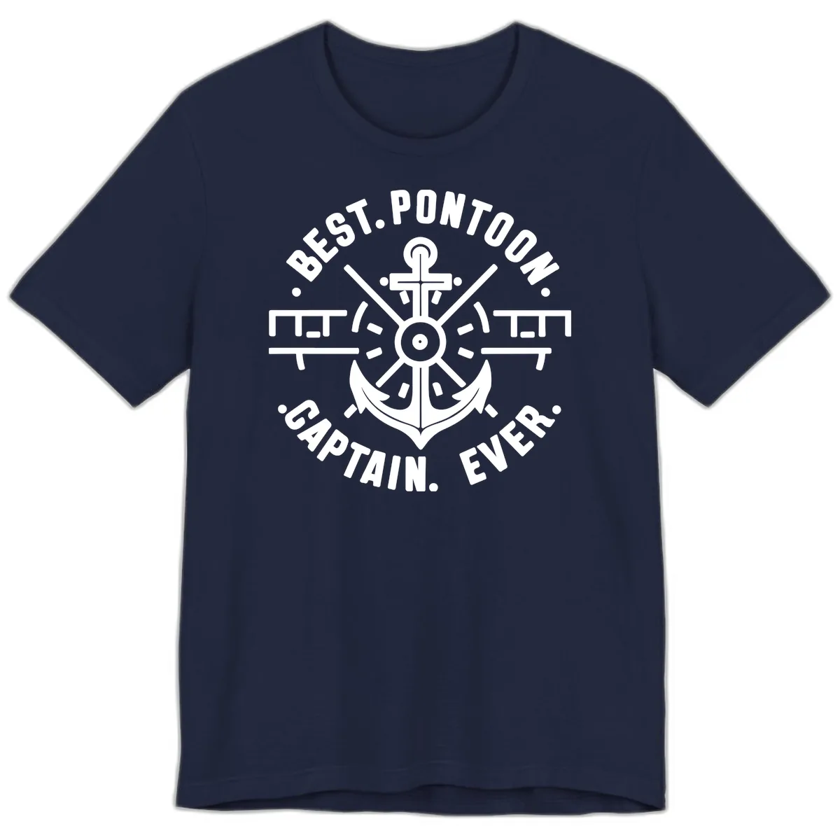 Best Pontoon Captain Ever Emblem Premium T-Shirt in Navy