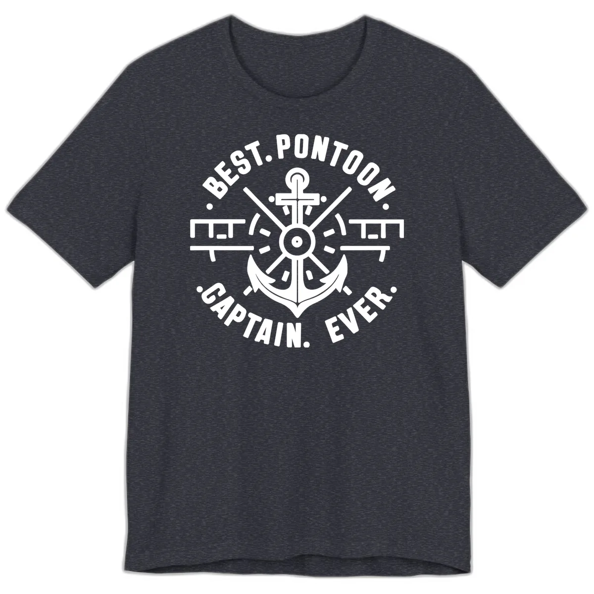 Best Pontoon Captain Ever Emblem Premium T-Shirt in Heather Navy