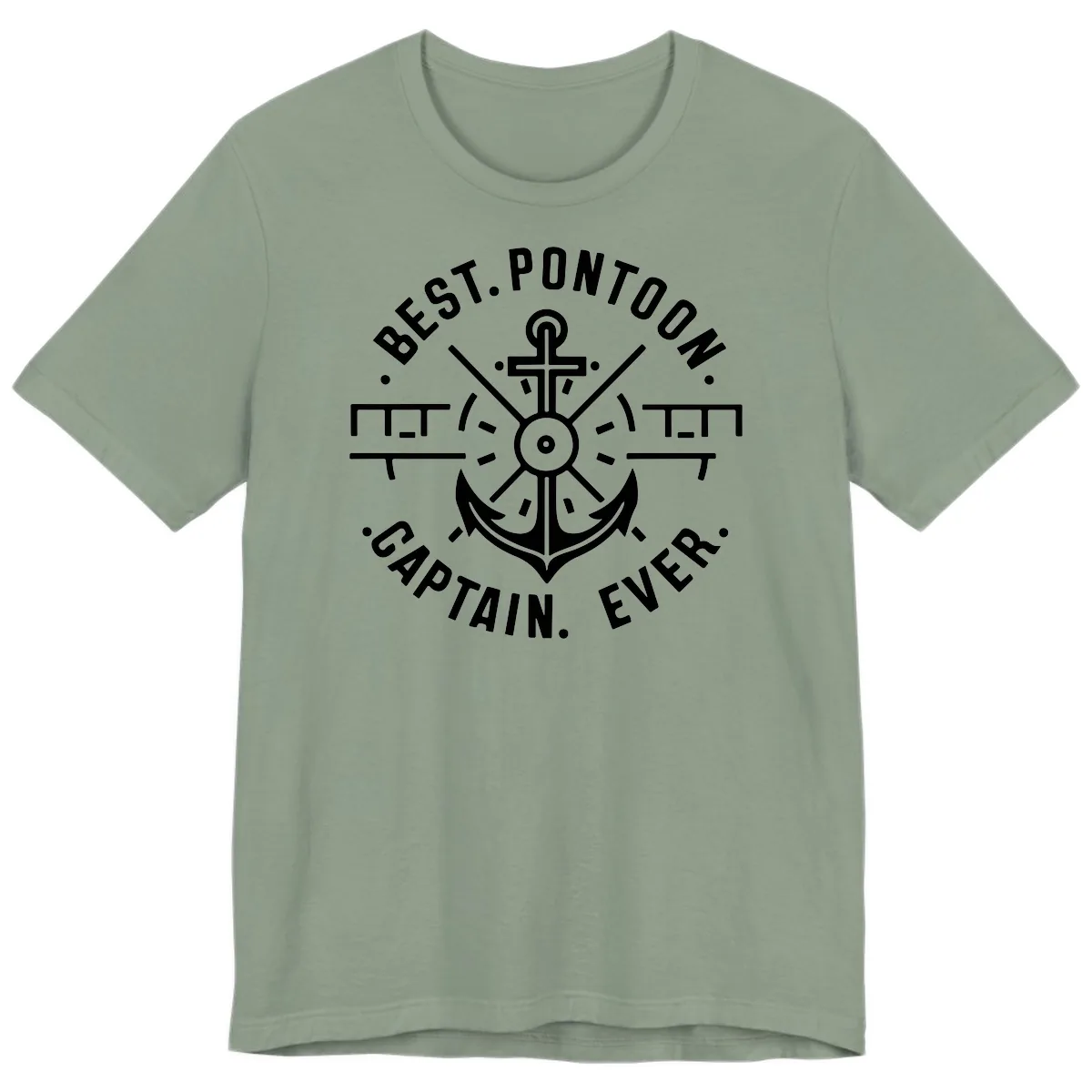 Best Pontoon Captain Ever Emblem Premium T-Shirt in Sage