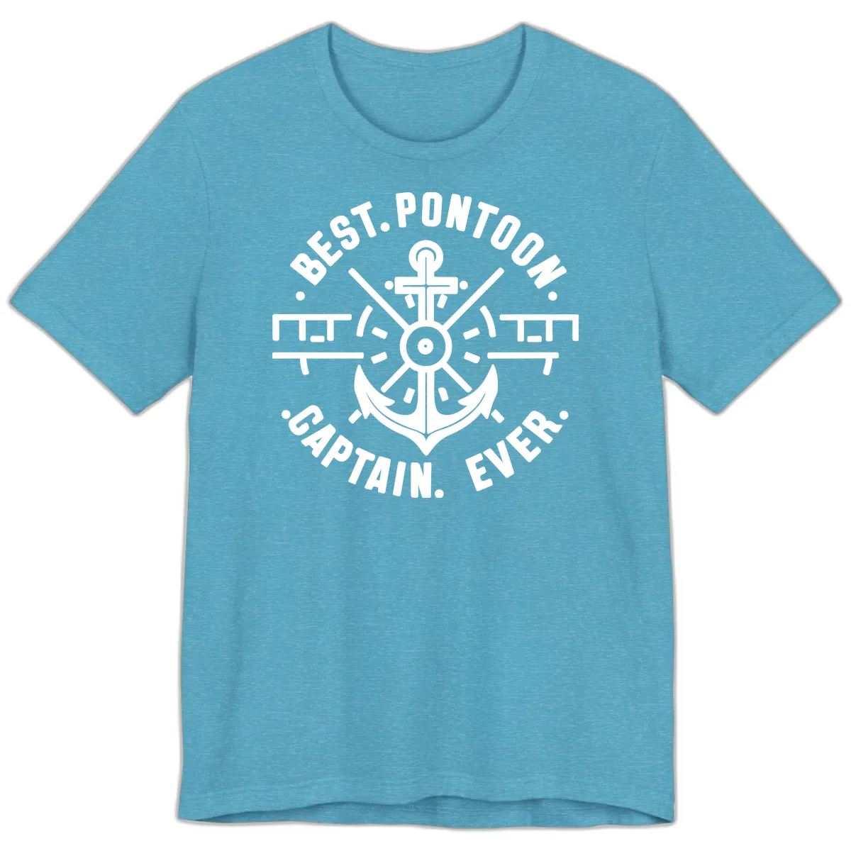 Best Pontoon Captain Ever Emblem Premium T-Shirt in Heather Aqua