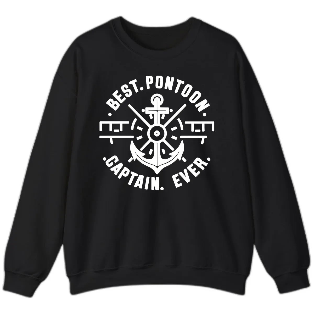 Best Pontoon Captain Ever Emblem Sweatshirt in Black