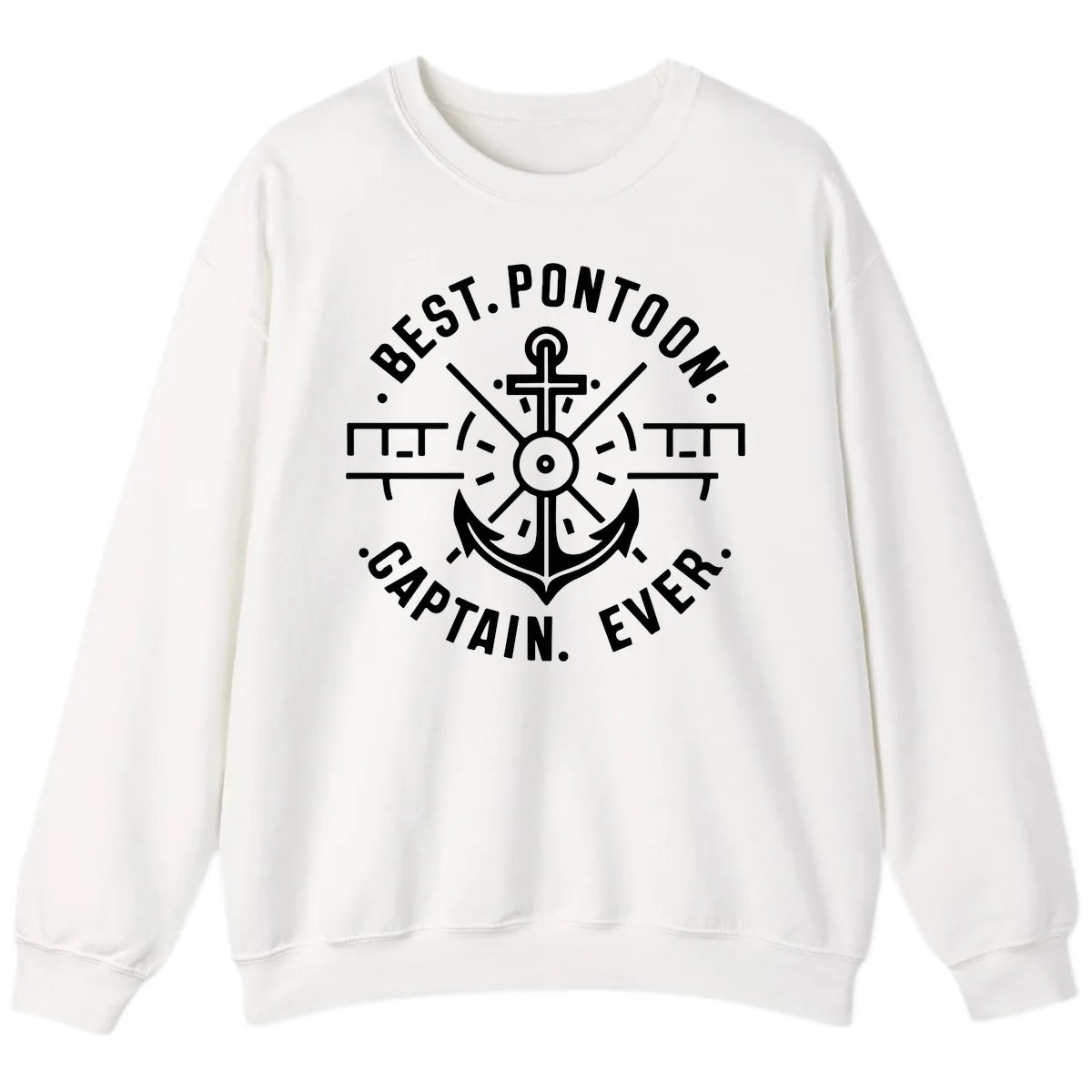 Best Pontoon Captain Ever Emblem Sweatshirt in White