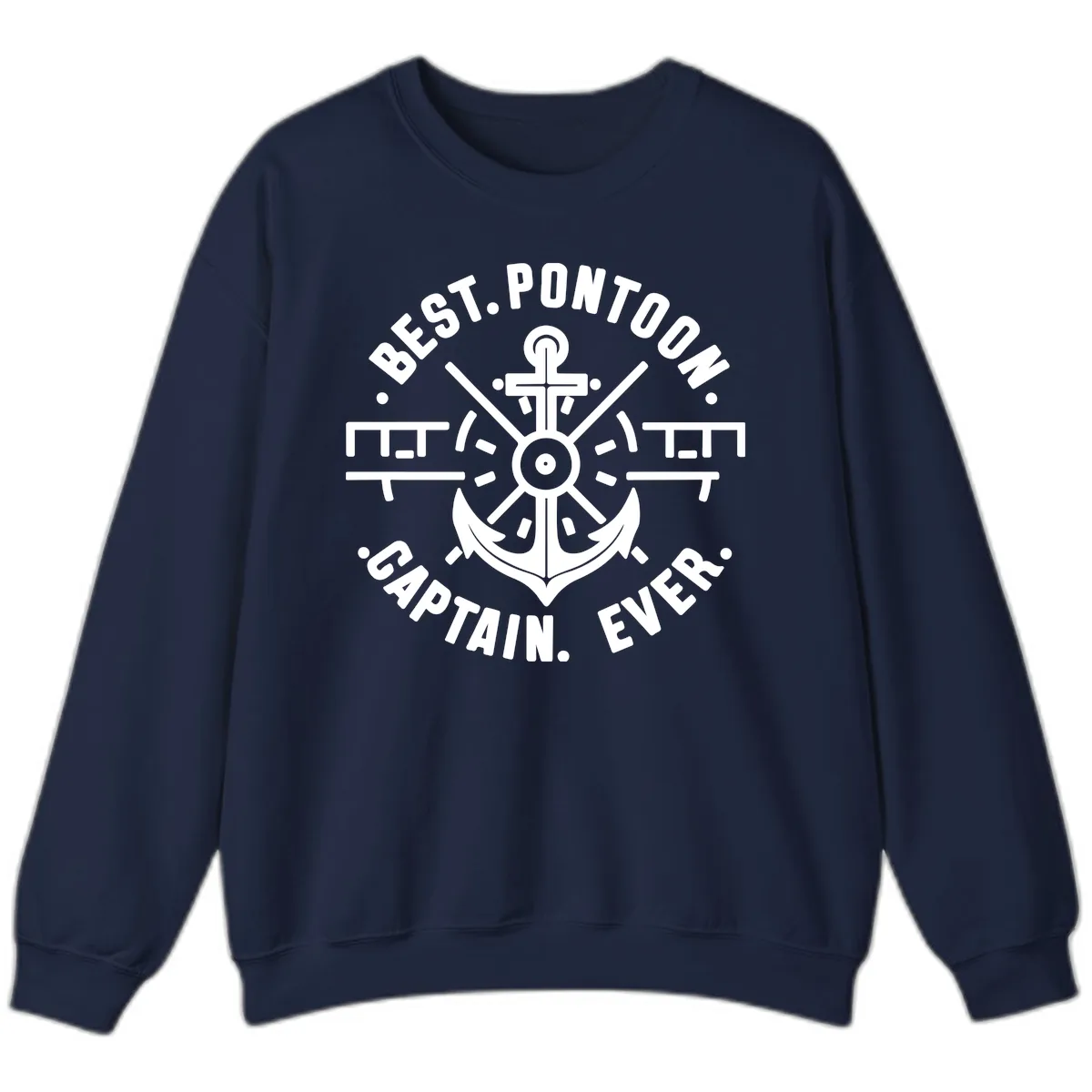 Best Pontoon Captain Ever Emblem Sweatshirt in Navy