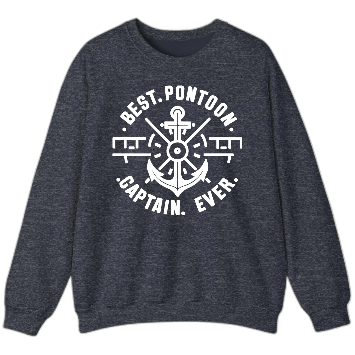 Best Pontoon Captain Ever Emblem Sweatshirt in Heather Sport Dark Navy