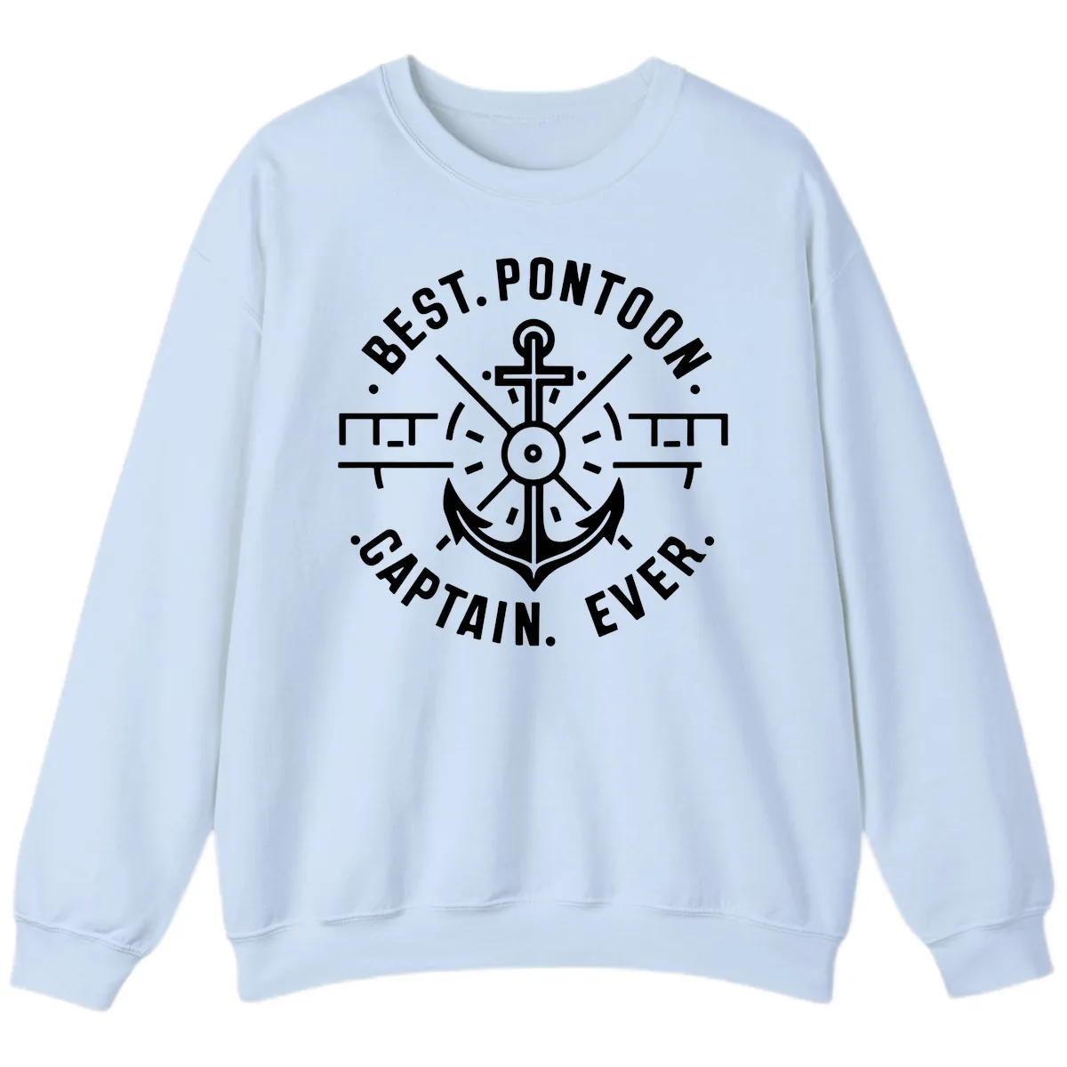 Best Pontoon Captain Ever Emblem Sweatshirt in Light Blue