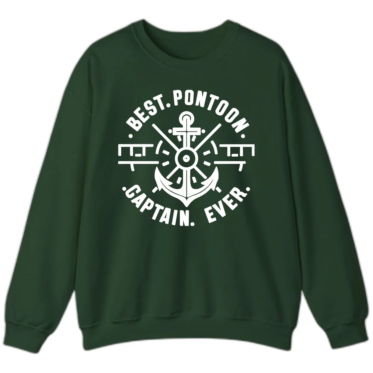 Best Pontoon Captain Ever Emblem Sweatshirt in Forest Green