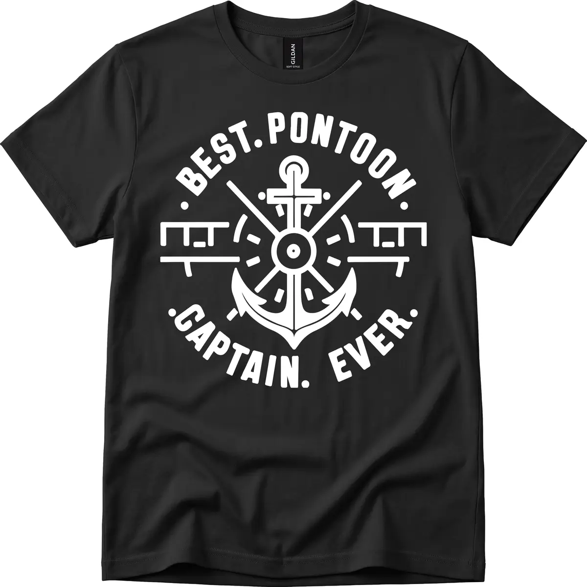 Best Pontoon Captain Ever Emblem T-Shirt in Black
