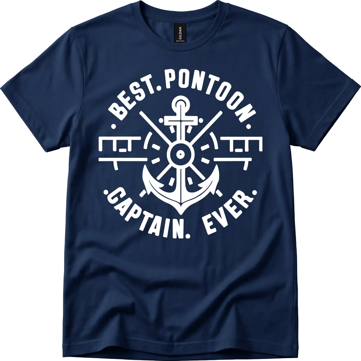 Best Pontoon Captain Ever Emblem T-Shirt in Navy