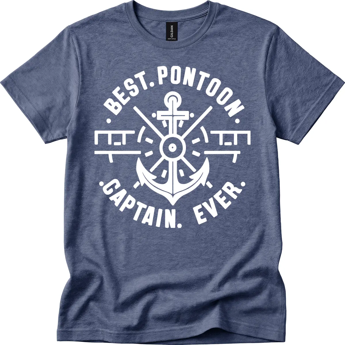Best Pontoon Captain Ever Emblem T-Shirt in Heather Navy