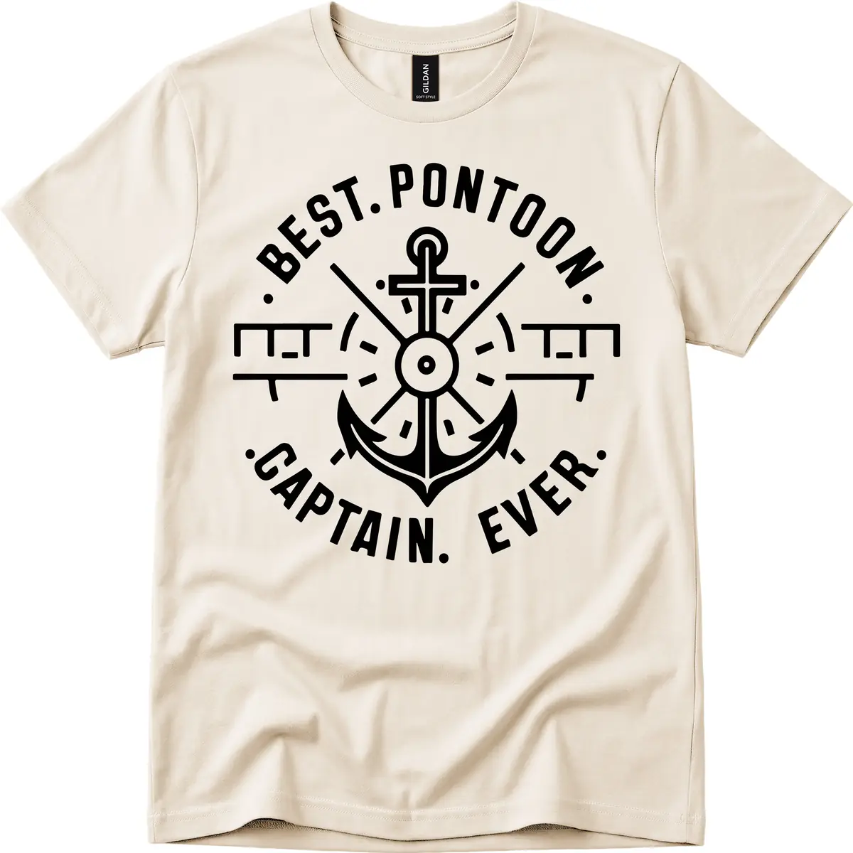 Best Pontoon Captain Ever Emblem T-Shirt in Natural