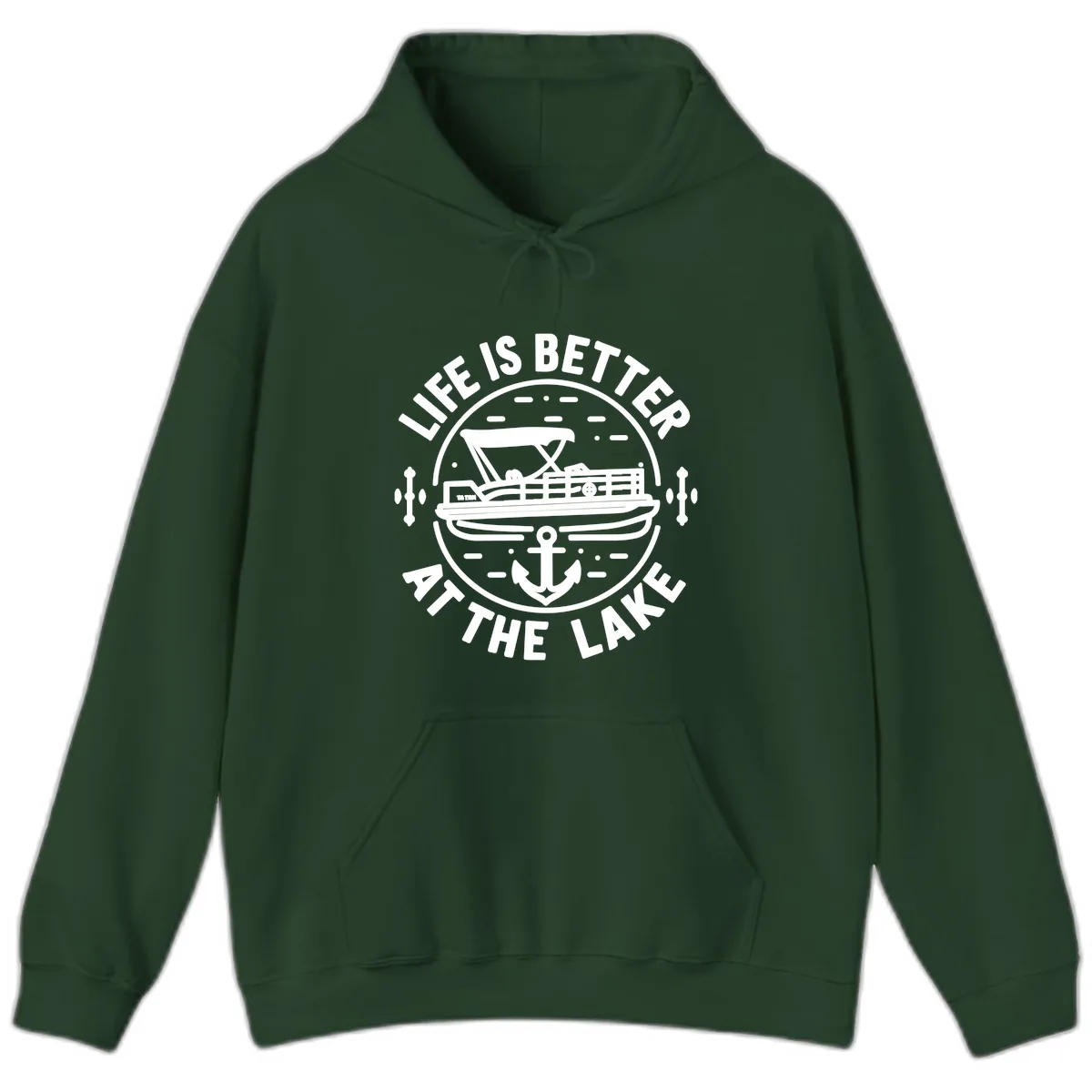 Life Is Better At The Lake Hoodie in Forest Green