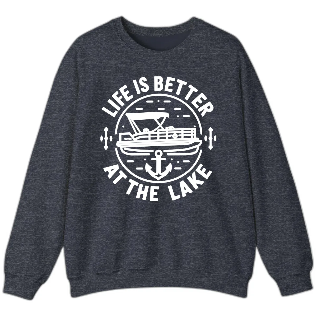 Life Is Better At The Lake Sweatshirt in Heather Sport Dark Navy
