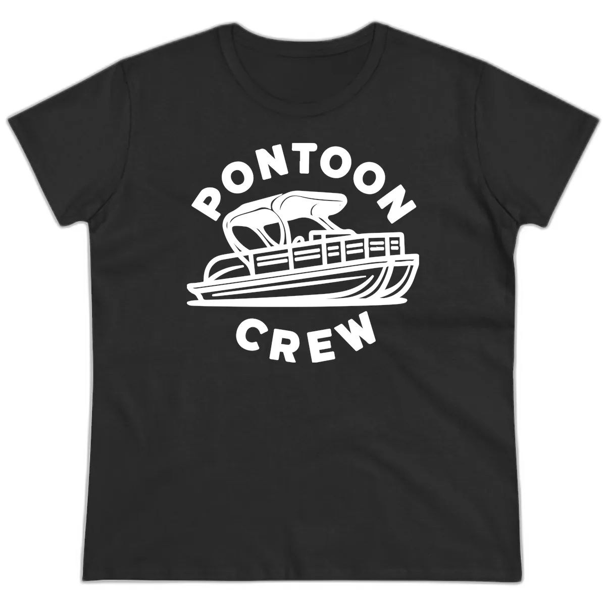 Pontoon Crew Boat Life Design Ladies Tee in Black