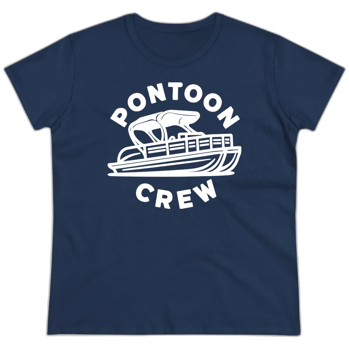 Pontoon Crew Boat Life Design Ladies Tee in Navy