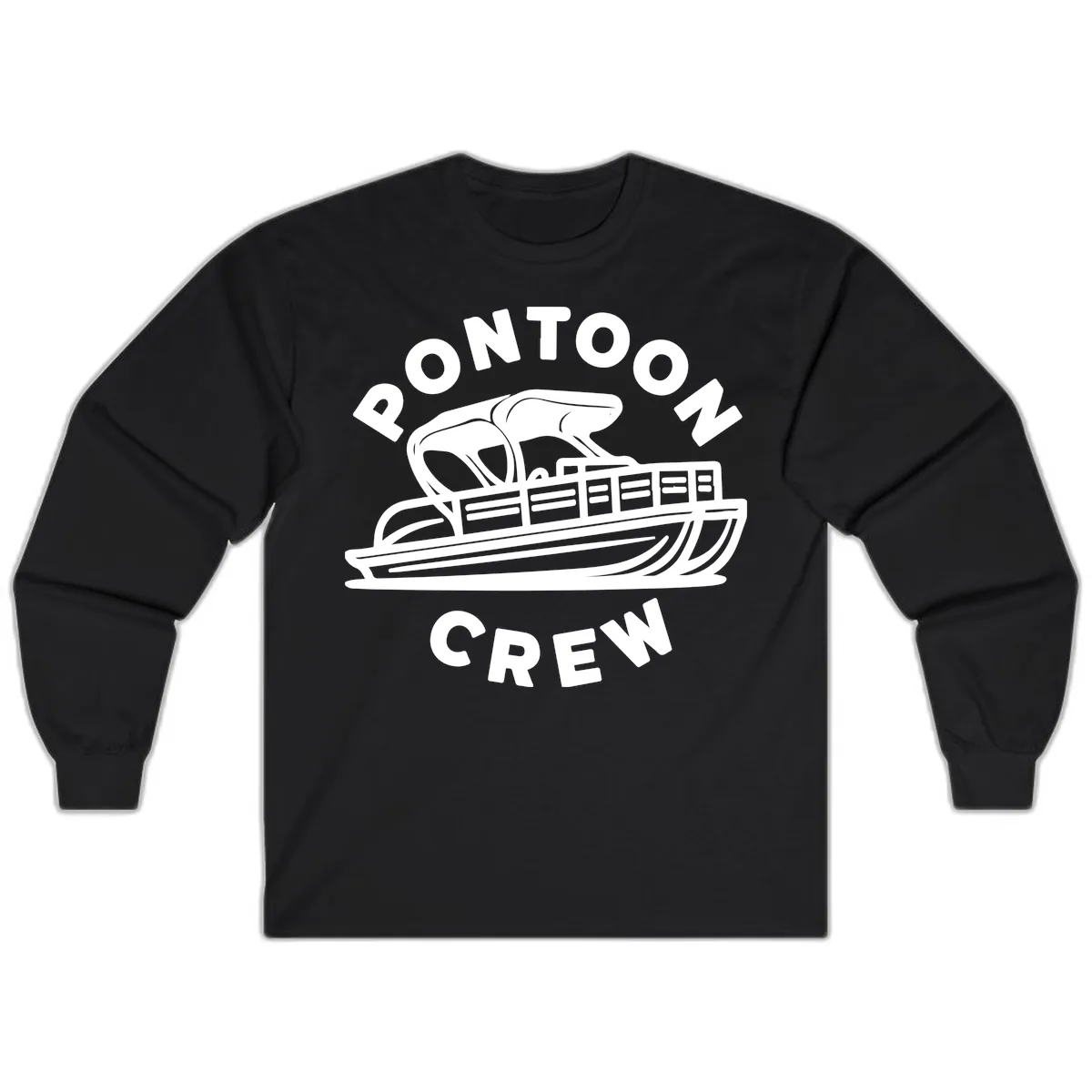 Pontoon Crew Boat Life Design Long Sleeve in Black